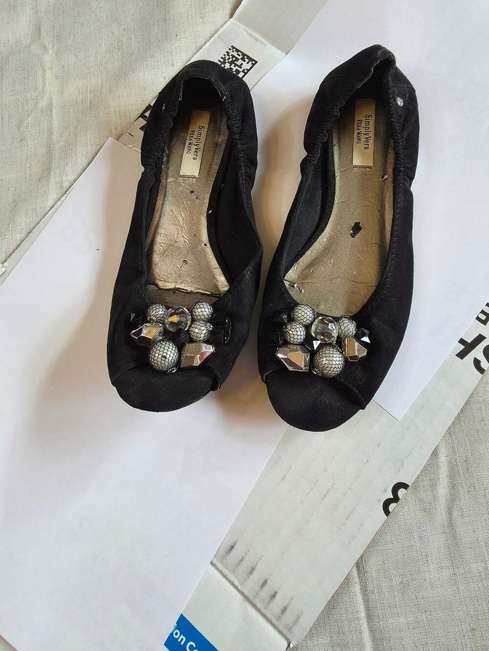 Simply Vera Vera Wang Black Beaded Embellished Flats